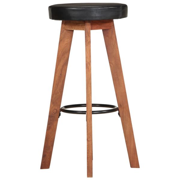vidaXL Tabourets de bar 2 pcs Cuir véritable et bois d'acacia solide