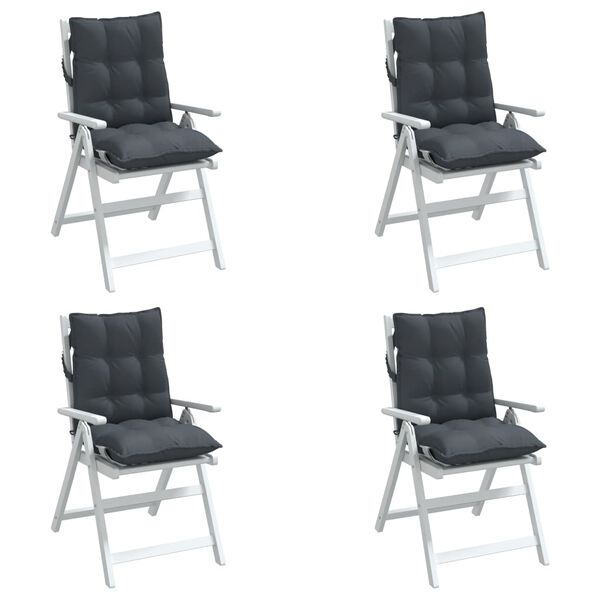 vidaXL Coussins de chaise &agrave; dossier bas lot de 4 anthracite