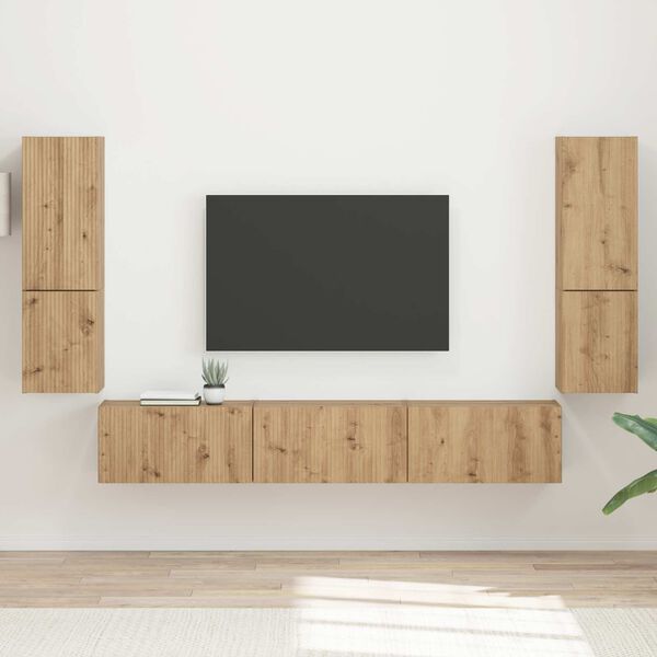 vidaXL Ensemble meuble TV 4 pcs Ch&ecirc;ne artisanal Bois d'ing&eacute;nierie