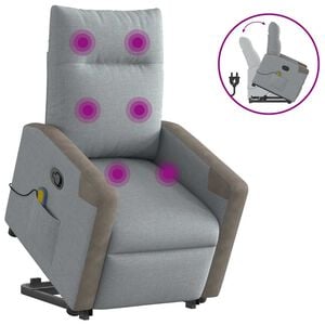 vidaXL Fauteuil de massage inclinable Gris clair Tissu