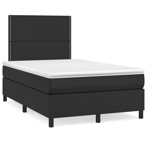 vidaXL Sommier &agrave; lattes de lit avec matelas noir 120x190 cm similicuir