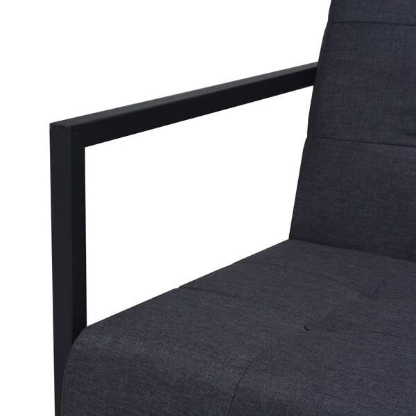 vidaXL Sofa &agrave; 2 places avec accoudoirs acier et tissu gris fonc&eacute;