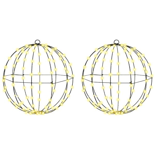 vidaXL Boule avec 192 LED 2 pcs Blanc chaud 40 x 40 x 43,5 cm M&eacute;tal