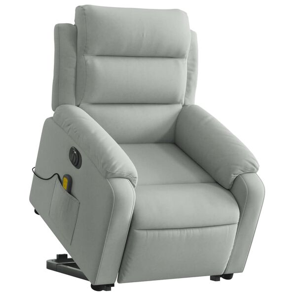 vidaXL Fauteuil inclinable de massage électrique gris clair velours