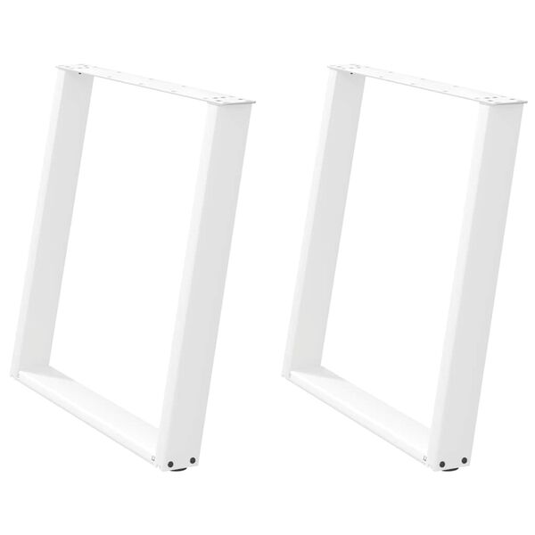 vidaXL Pieds de table &agrave; manger en U 2 pi&egrave;ces Blanc 70 x (72-73) cm Acier