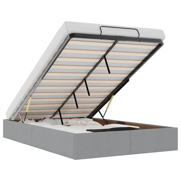 vidaXL Cadre de lit ottoman sans matelas gris clair 120x190 cm tissu