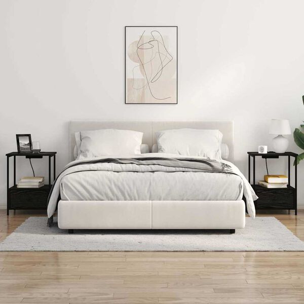 vidaXL Cabinet de chevet Ch&ecirc;ne noir 42 x 41 x 56 cm Bois d'ing&eacute;nierie