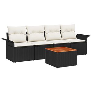 vidaXL Ensemble de canap&eacute; de jardin 5 pc Noir polyrotin