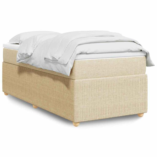 vidaXL Sommier &agrave; lattes de lit avec matelas Cr&egrave;me 100x200 cm Tissu