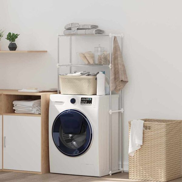 vidaXL &Eacute;tag&egrave;re pour machine &agrave; laver Blanc 70 x 27 x 136 cm Aluminium