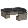 vidaXL Salon de jardin 11 pcs avec coussins gris r&eacute;sine tress&eacute;e