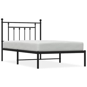 vidaXL Cadre de lit m&eacute;tal sans matelas avec t&ecirc;te de lit noir 100x190cm