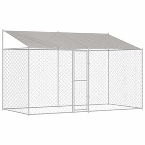 vidaXL Cage pour chien avec toit Argent&eacute; 400 x 200 x 256 cm