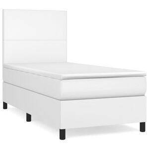 vidaXL Sommier &agrave; lattes de lit avec matelas Blanc 90x200 cm Similicuir