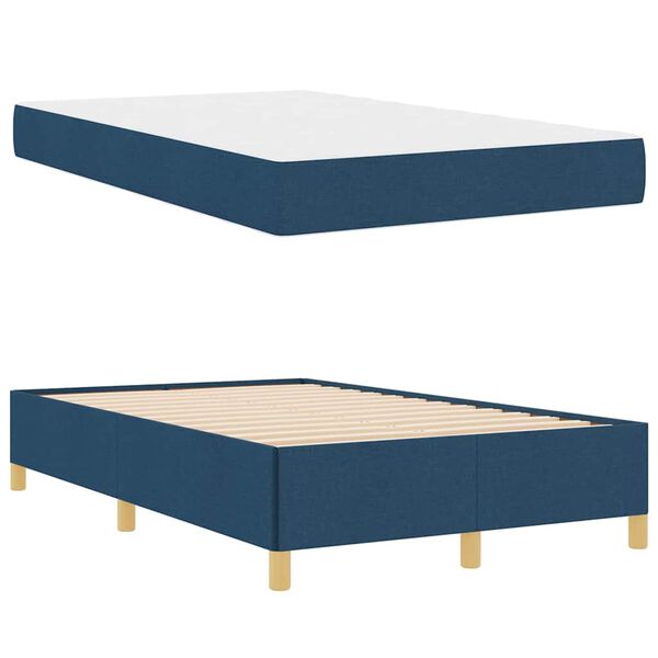 vidaXL Cadre de lit avec matelas Bleu 120 x 190 cm tissu