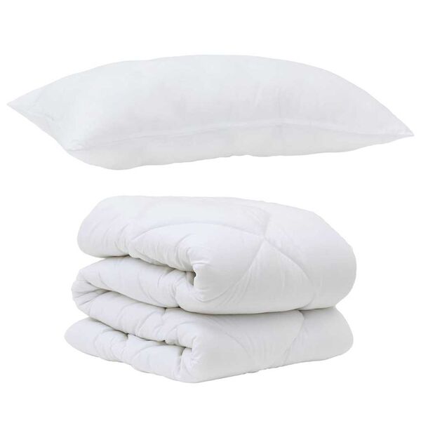 vidaXL Couette avec oreiller 2 pcs Blanc Microfibre