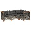 vidaXL Salon de jardin 4 pcs avec coussins gris r&eacute;sine tress&eacute;e