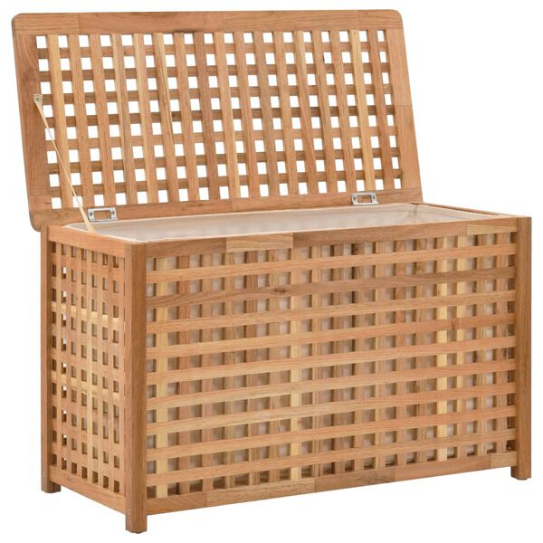 vidaXL Coffre de blanchisserie 77,5x37,5x46,5 cm Bois massif de noyer