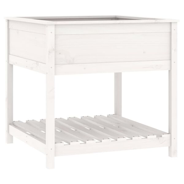 vidaXL Jardini&egrave;re avec &eacute;tag&egrave;re Blanc 82,5x82,5x81cm Bois massif de pin