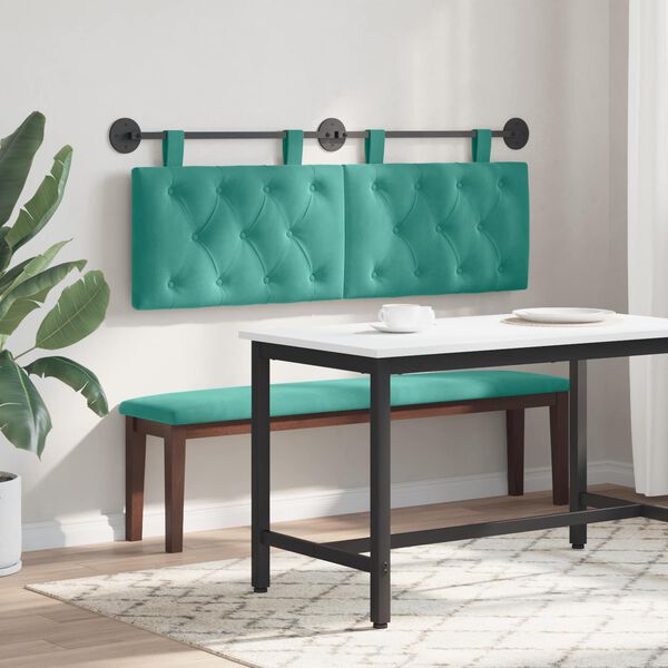vidaXL T&ecirc;te de lit suspendue Turquoise 150 x 55 x 7 cm Velours