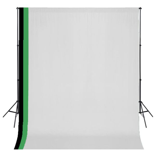 vidaXL Kit de studio photo et 3 toiles de fond r&eacute;glables Coton 3x3 m