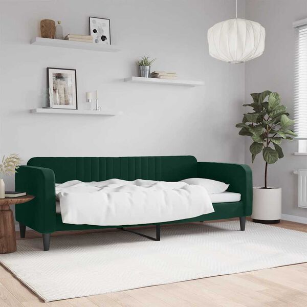vidaXL Lit de repos sans matelas vert fonc&eacute; 80x200 cm velours
