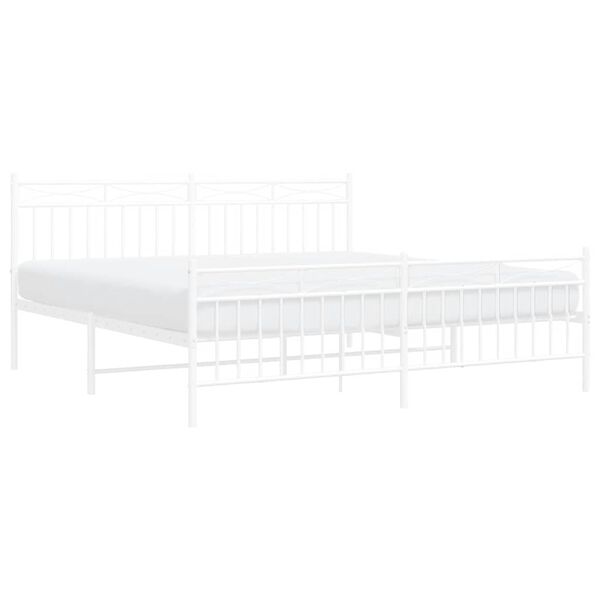 vidaXL Cadre de lit métal sans matelas et pied de lit blanc 183x213 cm