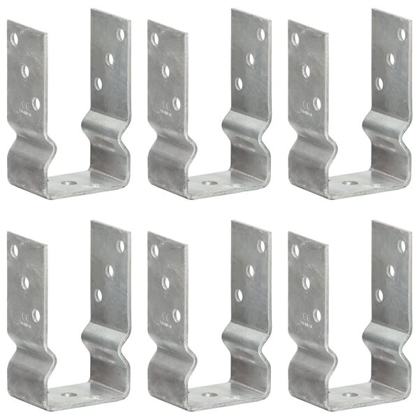 vidaXL Piquets de cl&ocirc;ture 6 pcs Argent&eacute; 8x6x15 cm Acier galvanis&eacute;