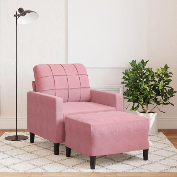 vidaXL Fauteuil avec repose-pied Rose 60 cm Velours