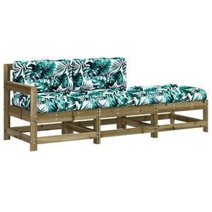 vidaXL Salon de jardin 3 pcs avec coussins bois de pin impr&eacute;gn&eacute;