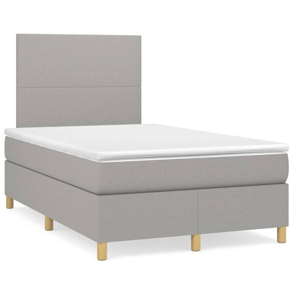 vidaXL Sommier &agrave; lattes de lit avec matelas Gris clair 120x200cm Tissu