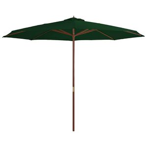 vidaXL Parasol d'ext&eacute;rieur avec m&acirc;t en bois 350 cm Vert