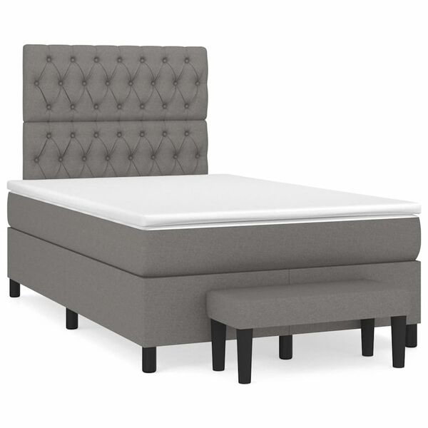 vidaXL Sommier &agrave; lattes de lit avec matelas gris fonc&eacute; 120x190cm tissu