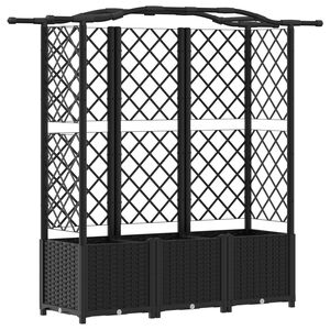 vidaXL Lit &Eacute;lev&eacute; avec Treillis et Toit Noir 163 x 40 x 141 cm PP