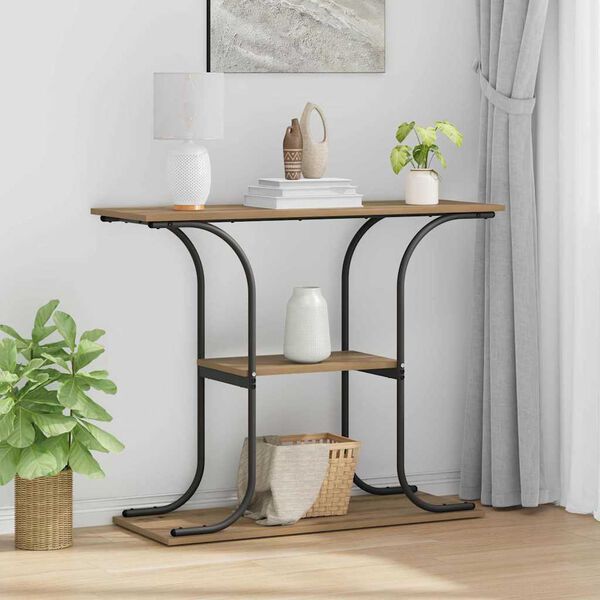 vidaXL Table console avec &eacute;tag&egrave;re Ch&ecirc;ne artisanal 101 x 35 x 80,5 cm