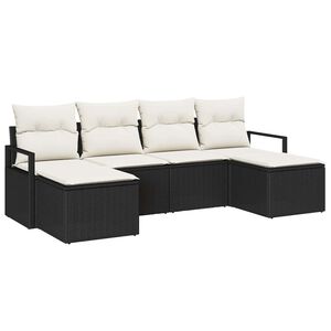 vidaXL Ensemble de Canap&eacute;s avec coussin 6 pcs Noir et Cr&egrave;me polyrotin