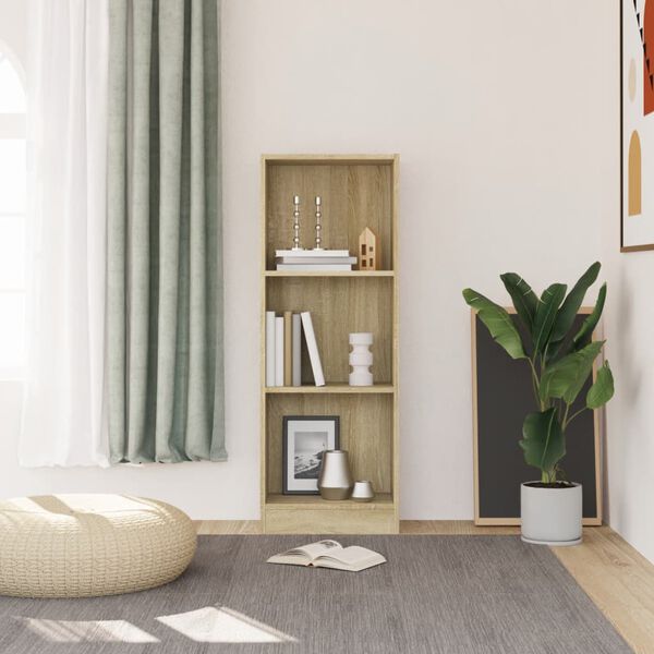 vidaXL Bibliothèque à 3 niveaux chêne sonoma bois d'ingénierie