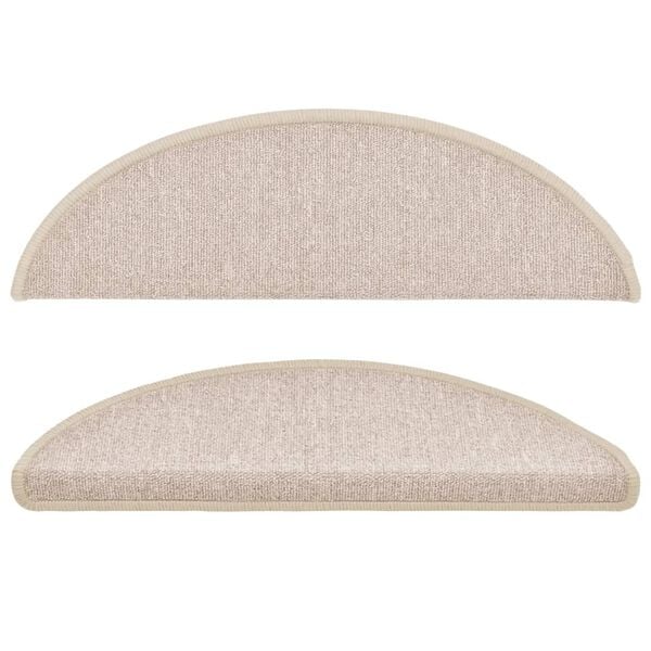 vidaXL Tapis d'escalier 15 pi&egrave;ces 56 x 17 x 3 cm Taupe Demi-rond