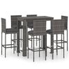 vidaXL Ensemble de bar d'ext&eacute;rieur 7 pcs coussins R&eacute;sine tress&eacute;e Gris