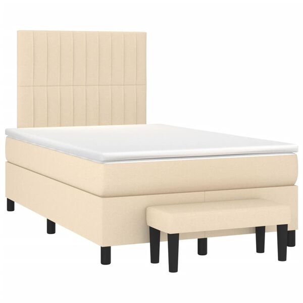 vidaXL Sommier &agrave; lattes de lit avec matelas cr&egrave;me 120x190 cm tissu