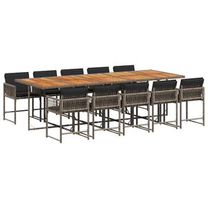 vidaXL Ensemble &agrave; manger de jardin 11pcs avec coussins gris poly rotin