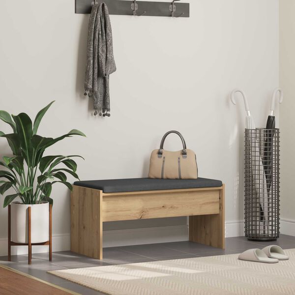 vidaXL Banc d'entr&eacute;e avec coussin Ch&ecirc;ne artisanal 83 x 38 x 40 cm