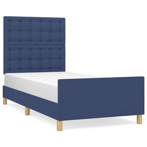 vidaXL Cadre de lit sans matelas avec t&ecirc;te de lit bleu 80x200 cm tissu