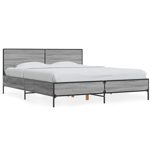 vidaXL Cadre de lit sans matelas sonoma gris 150x200 cm