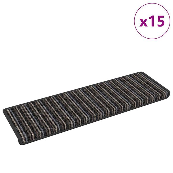vidaXL Tapis d'escalier auto-adh&eacute;sifs 15 pcs Anthracite 65 x 21 x 4 cm