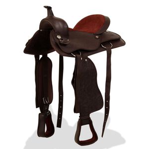 vidaXL Selle, bridon et col de poitrine Cuir v&eacute;ritable 15 po Marron