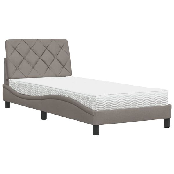 vidaXL Lit avec matelas taupe 90x200 cm tissu
