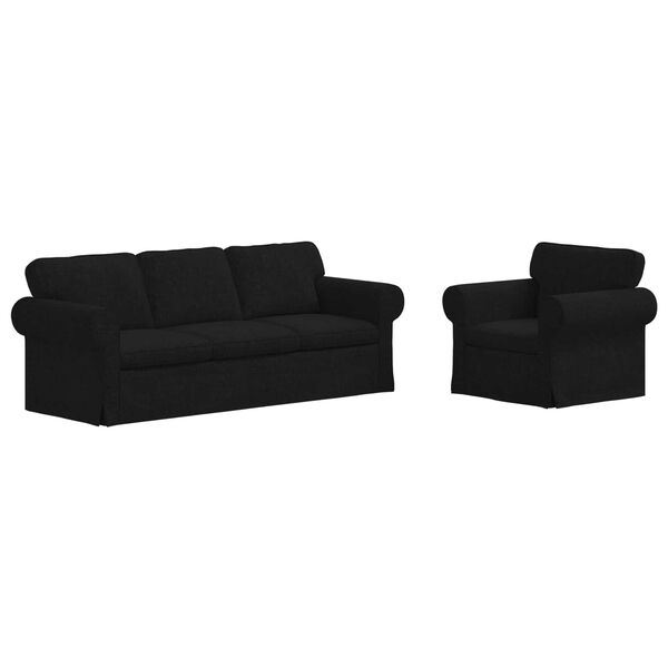 vidaXL Canap&eacute; 2 pcs Noir 215 x 82 x 80 cm tissu