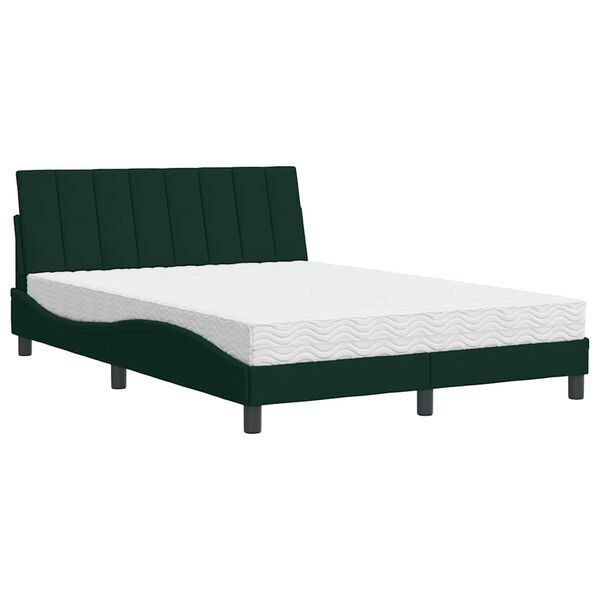 vidaXL Lit avec matelas Hanko vert fonc&eacute; 140x190 cm velours
