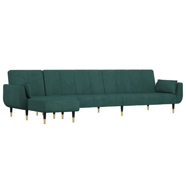 vidaXL Canap&eacute;-lit en forme de L vert fonc&eacute; 275x140x70 cm velours